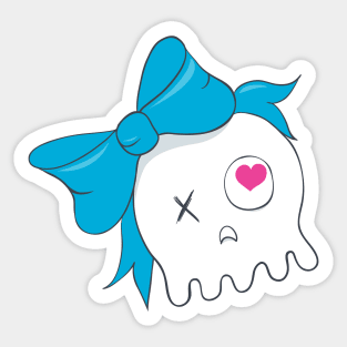 Cute Skull with Blue Bow Sticker